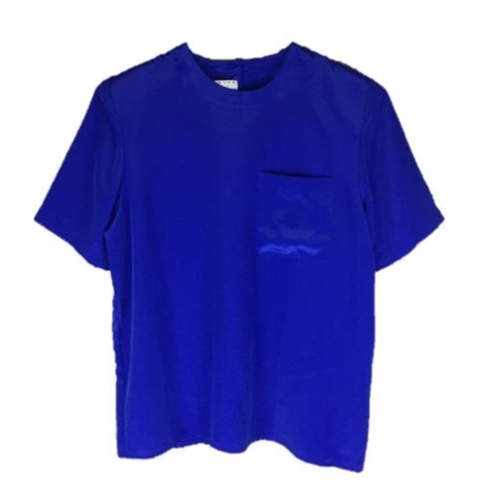 Vintage 80s 90s Blue Purple Short Sleeve Top M